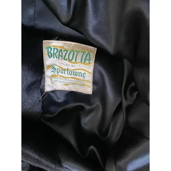 1950s 60s Black Mink Collar Fur Swing Coat Mad Men Mod Trapeze Women’s S M - Picture 9 of 11